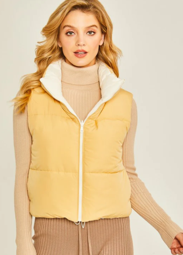 Reversible Woven Vest (Ivory/Brown)