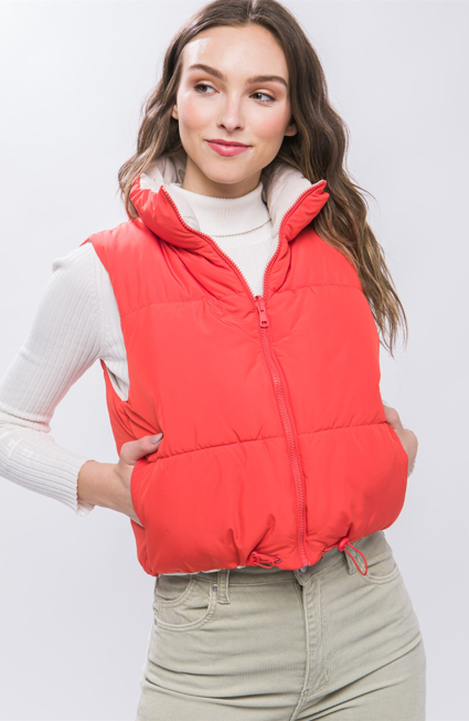 Reversible Woven Vest (Tomato/Beige)