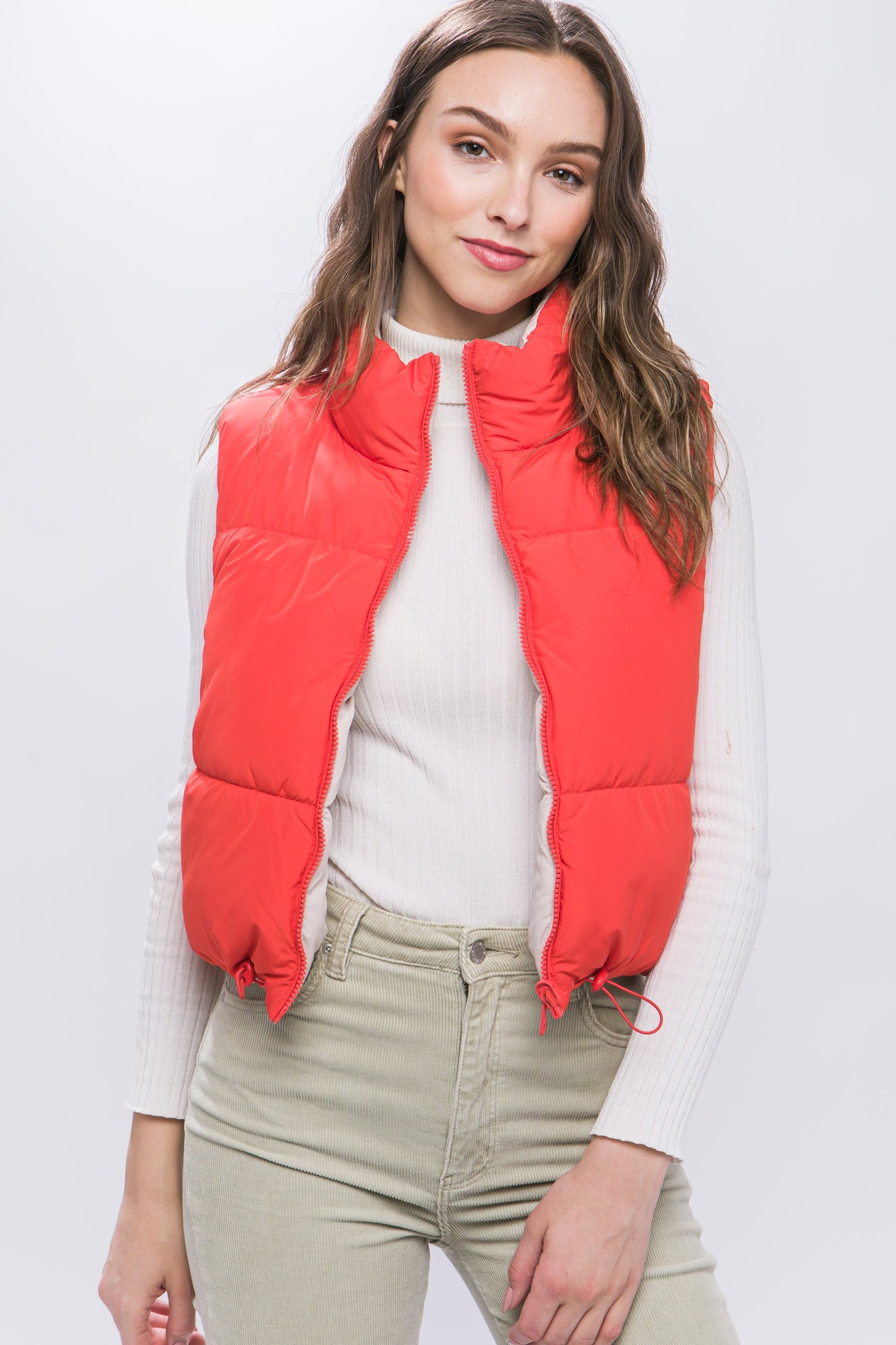 Woven Solid Reversible Vest (Tomato)