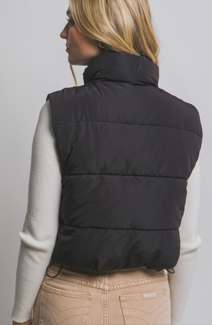 Cropped Puffer Vest W/Pockets