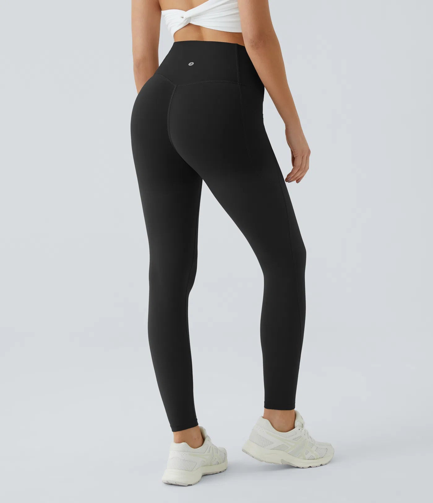 High Waisted Tummy Control Side Pocket Shaping Training UltraSculpt Leggings (Black)