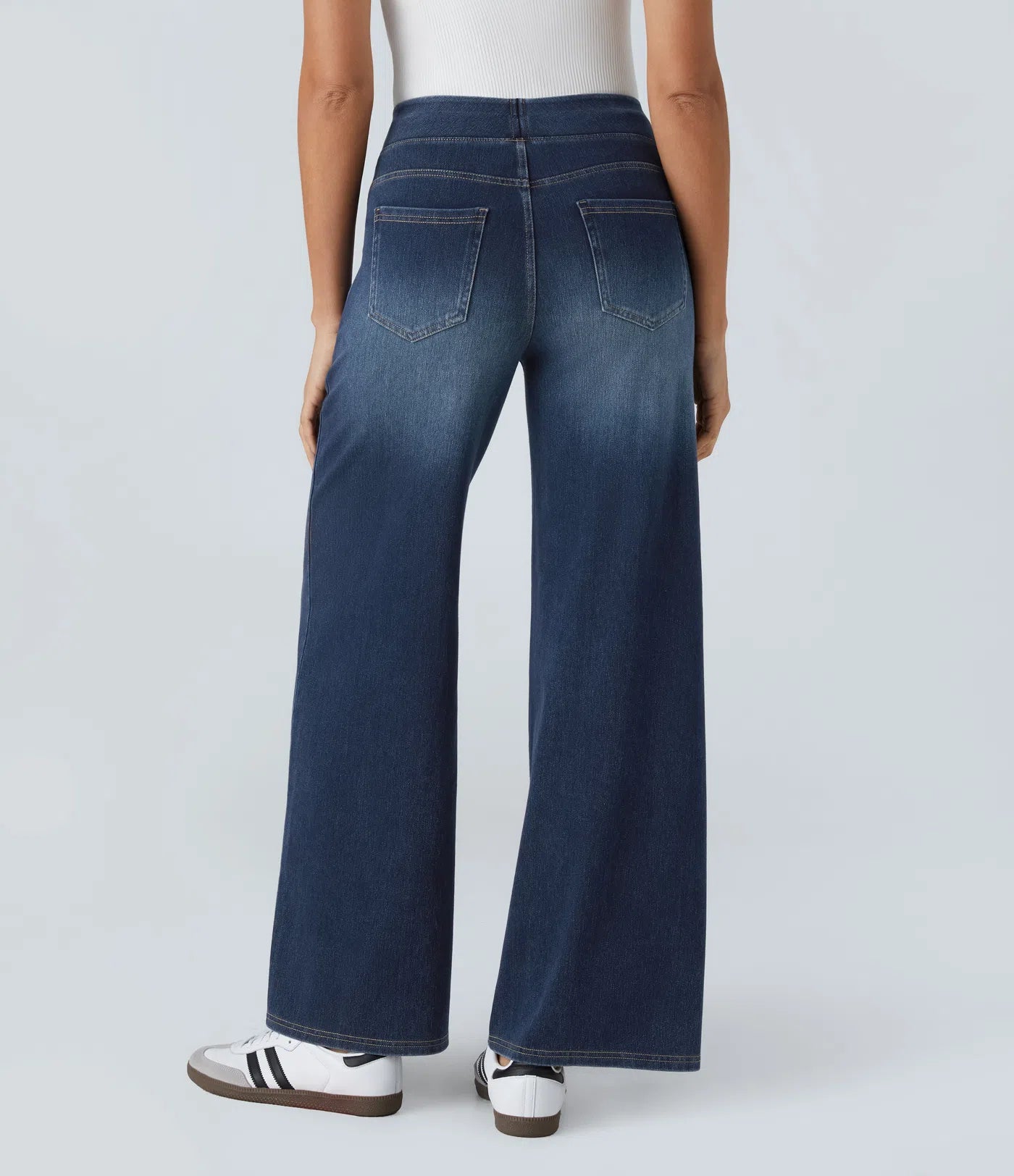 High Waisted Wide Leg Stretchy Knit Jeans