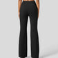 High Waisted Back Side Pocket Slight Flare Work Pants (Black)