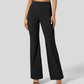 High Waisted Back Side Pocket Slight Flare Work Pants (Black)