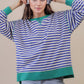 Stripe Comfy Casual Oversized Knit Top