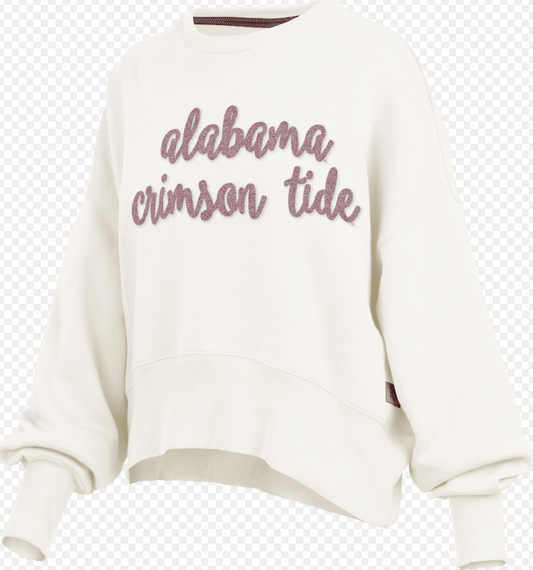 Alabama Crimson Tide Chenille Script Sweatshirt (Ivory)