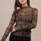 High Neck Fitted Sheer Mesh Lace Knit Top