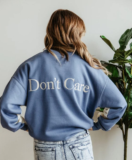 Don't Know, Don't Care Sweatshirt (Cream/Blue)