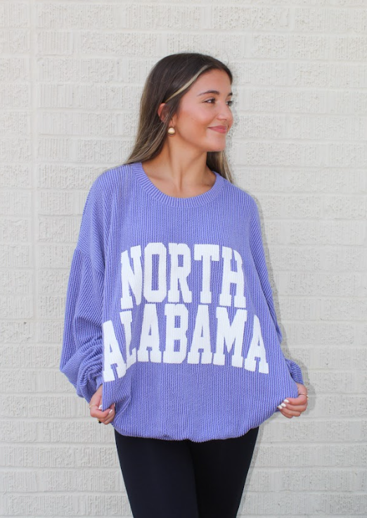 Graphic Ribbed NORTH ALABAMA Top (Periwinkle)