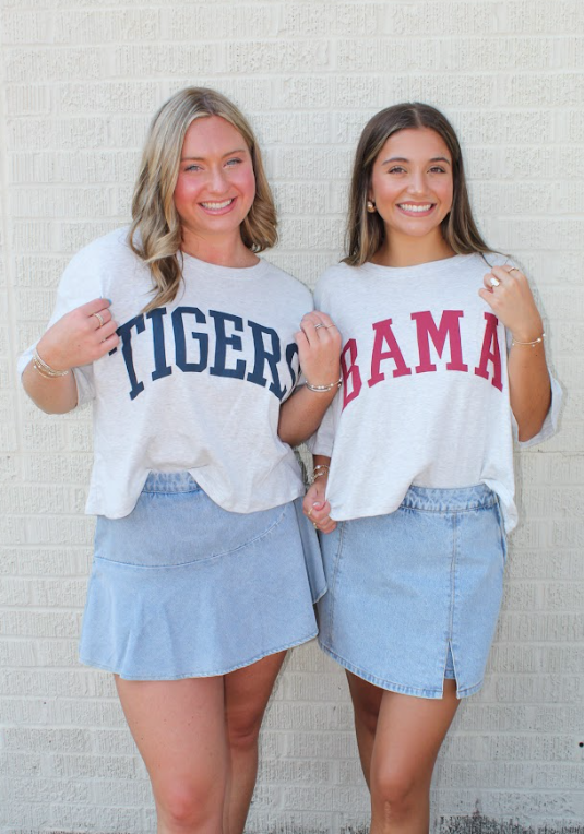 TIGERS Crop Top (Heather Grey/Navy)