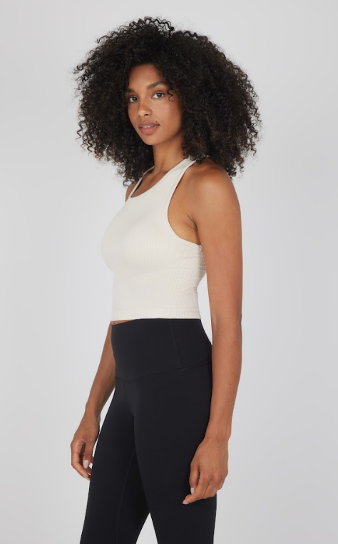 Juniors' 90 Degree Ribbed Tank W/Padded Bra