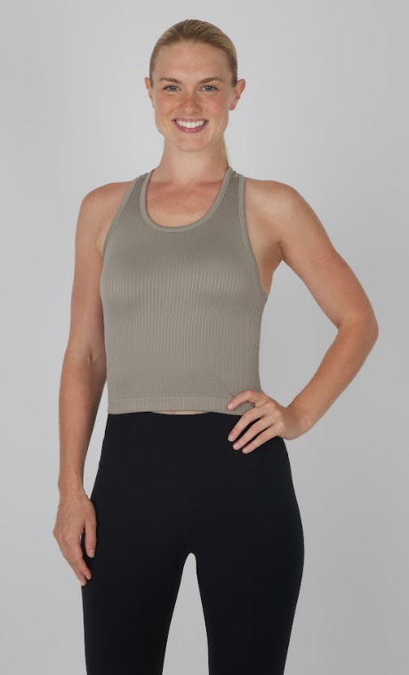 Juniors' 90 Degree Ribbed Tank W/Padded Bra