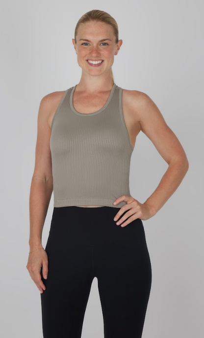 Juniors' 90 Degree Ribbed Tank W/Padded Bra