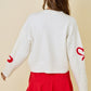 Juniors' Day +Moon Heartline Cardigan Sweater (Off White/Red)
