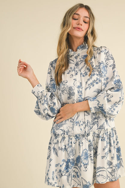&Merci L/S Printed Button Down Dress