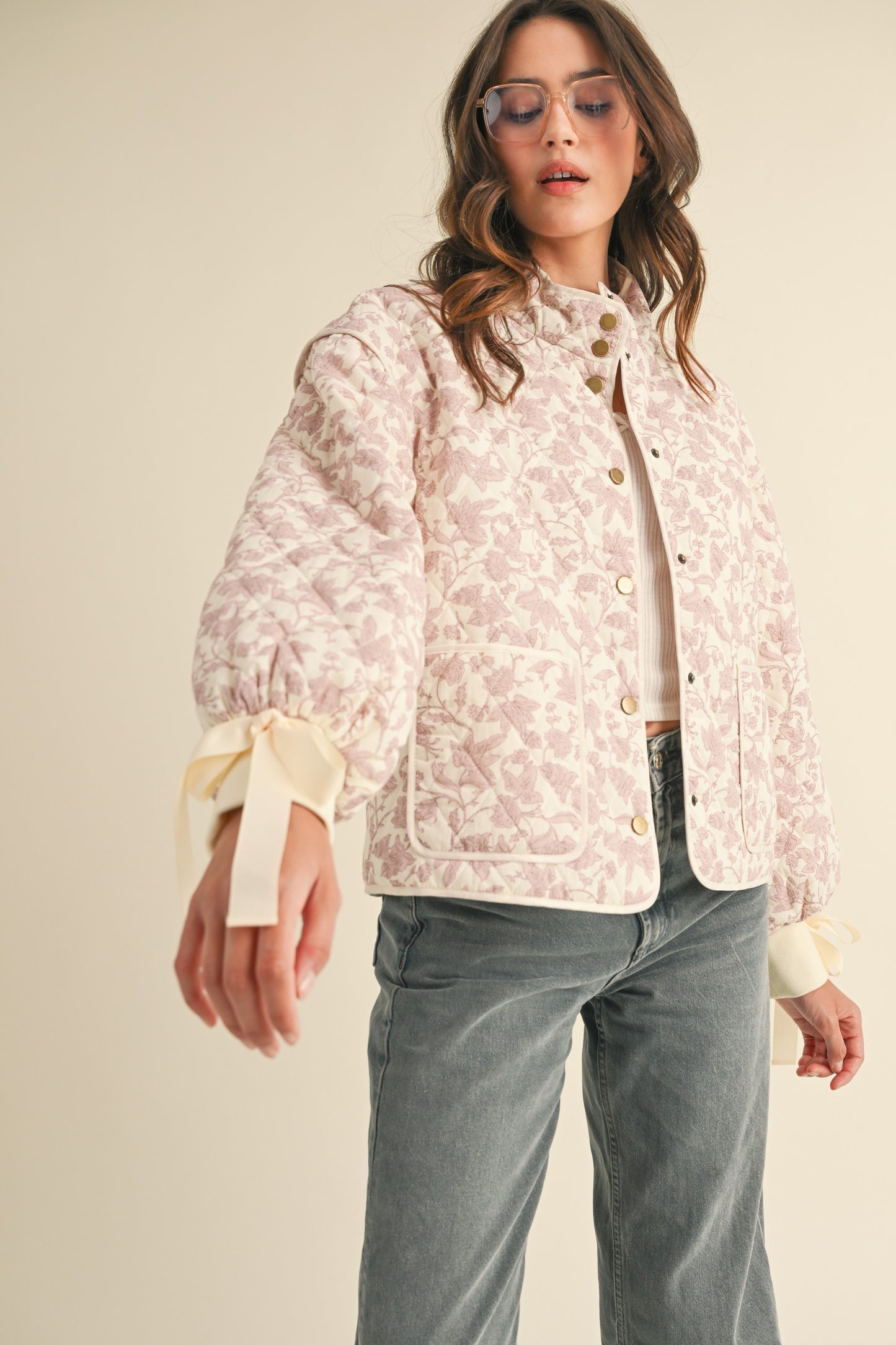 &Merci L/S Floral Quilted Jacket