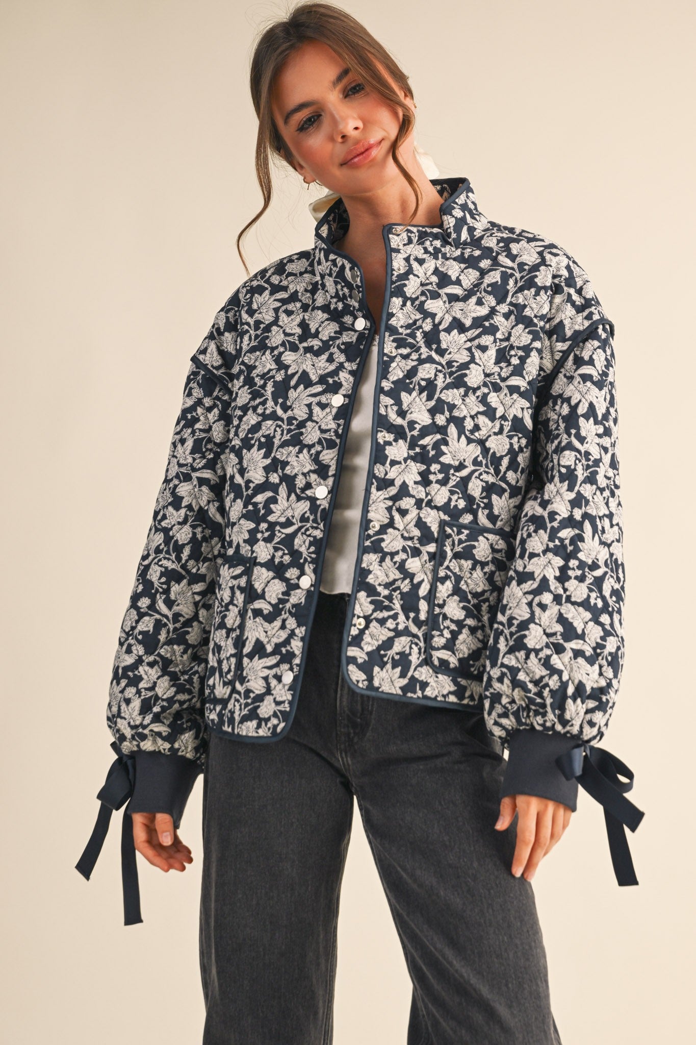 &Merci L/S Floral Quilted Jacket