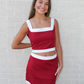 Two-Tone Crop Set (Top) Crimson/White