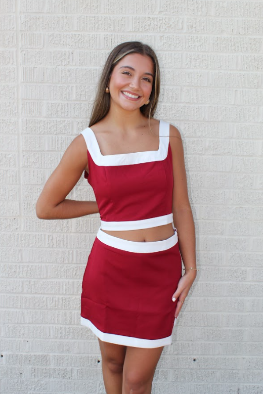 Two-Tone Crop Set (Top) Crimson/White