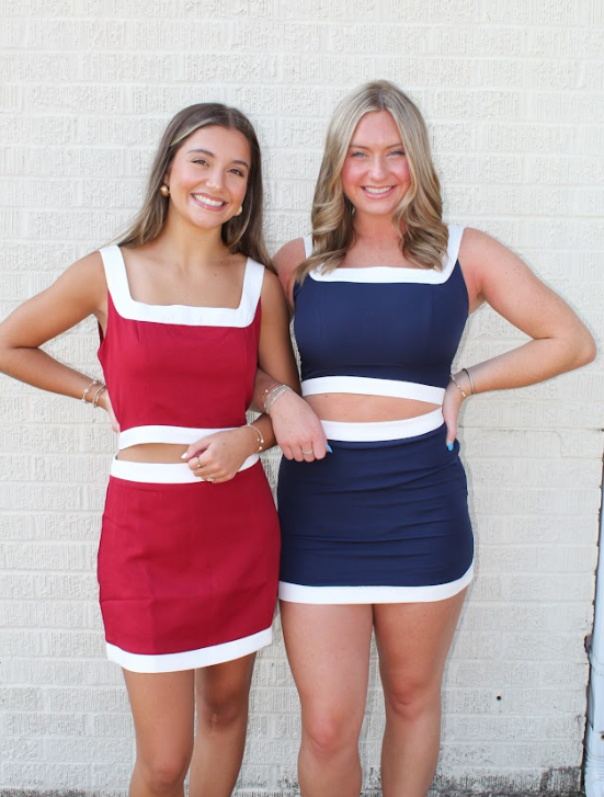 Two-Tone Crop Set (Top) Crimson/White