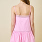 Juniors' Day + Moon Drop Waist Lace Mini Cami W/Pintuck Details Dress (Pink)