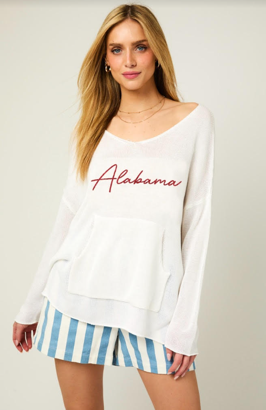 Alabama Lightweight L/S Sweater White