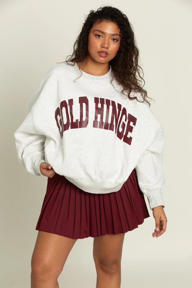 Heather White Maroon GH Wide Arm Sweatshirt