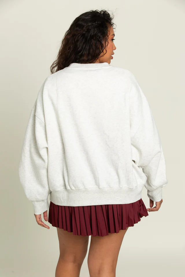 Heather White Maroon GH Wide Arm Sweatshirt