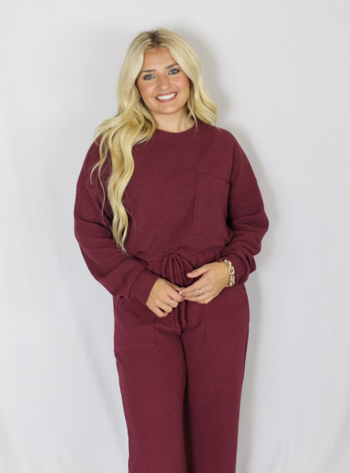 Crop L/S W/Pocket Knit Top (Set)