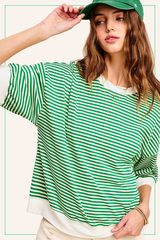 Crew Neck Stripe S/S Top