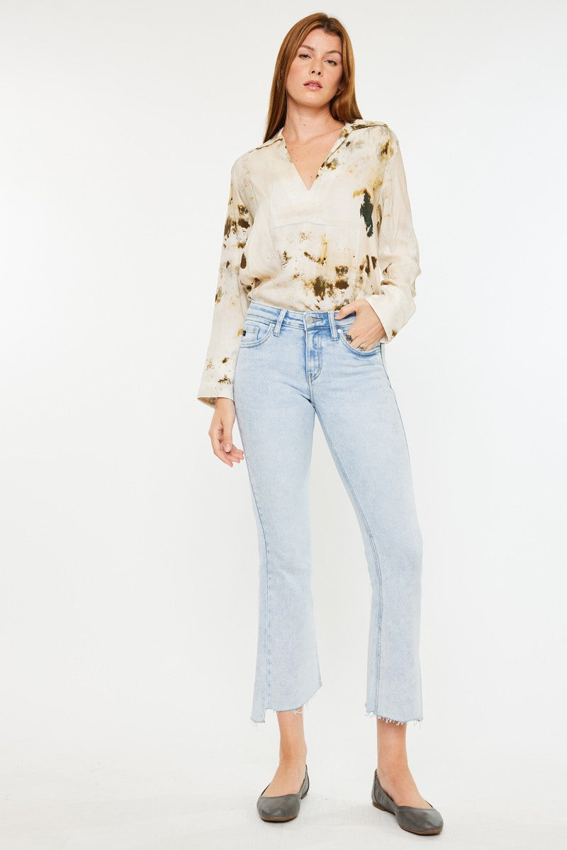 Elise Mid Rise Crop Flare Leg Jean (Light Acid)