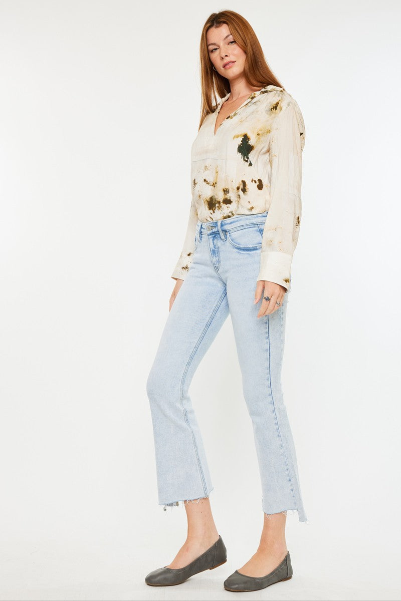 Elise Mid Rise Crop Flare Leg Jean (Light Acid)