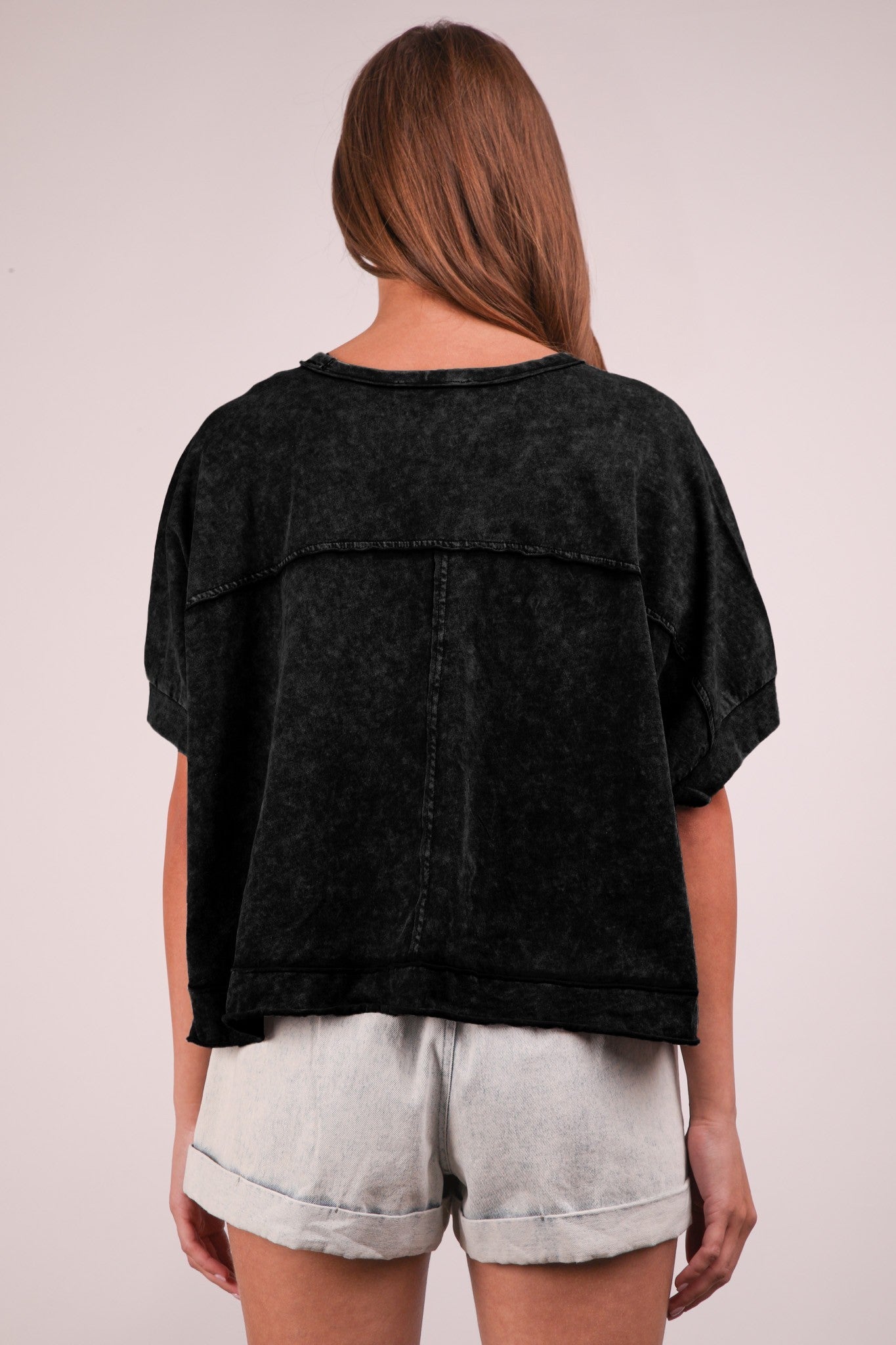 Oversized Crop Knit S/S Pocket Tee