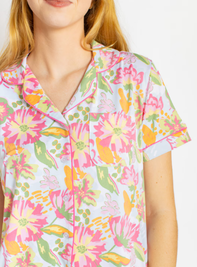 The Royal Standard Summer Bouquet S/S Button Up Sleep Shirt