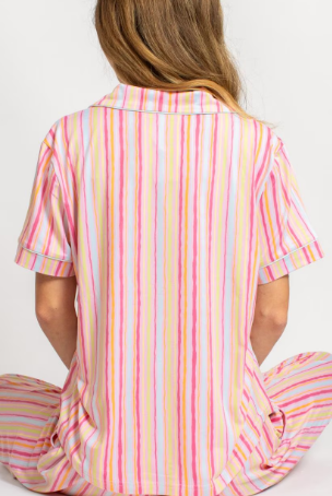 The Royal Standard Addie Stripe S/S Button Up Sleep Shirt