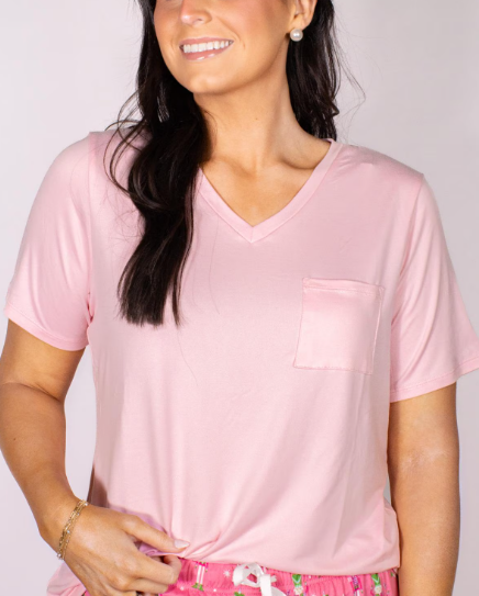 The Royal Standard Highlands V-Neck Pocket Tee (Light Pink)