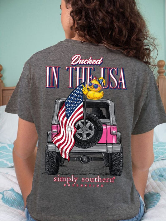 Ladies Simply Southern Ducked In The USA S/S Graphite Heather