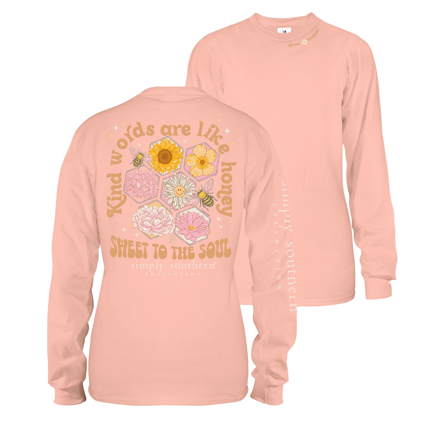 Simply Southern Kinds Words Are Like Honey L/S Reef Pink