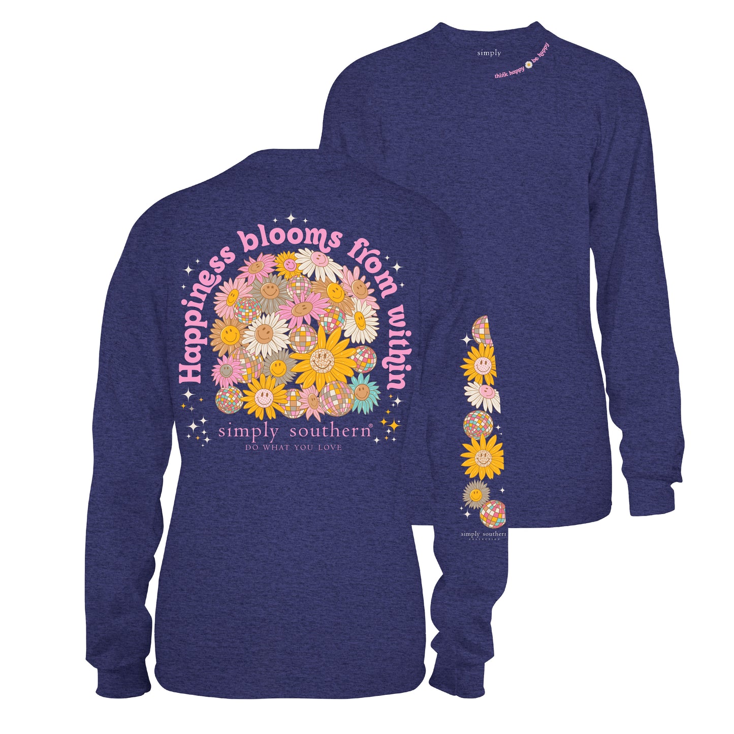Simply Southern Happiness Blooms From Within L/S Denim Heather