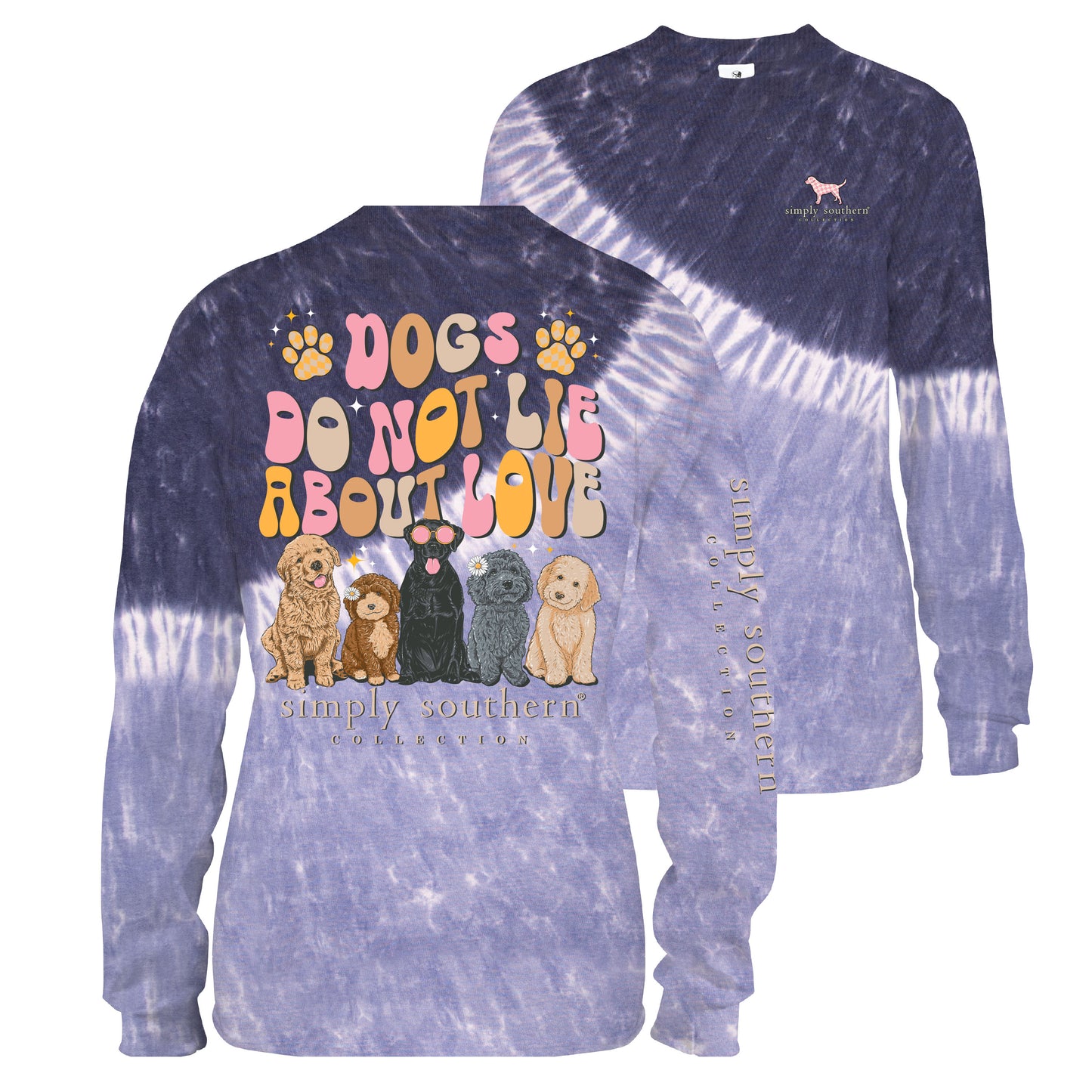 Simply Southern Dogs Do Not Lie About Love L/S Blue Tie Dye