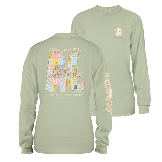 Simply Southern AL Good Vibes L/S Sage Green