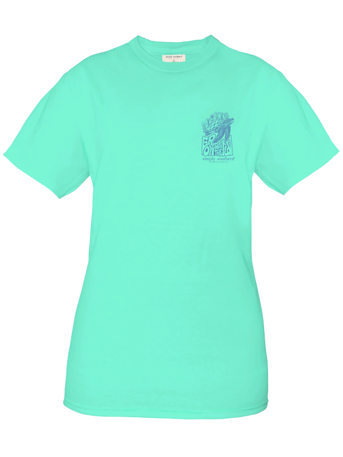 Ladies Simply Southern Turtle Tracker Flow S/S Sea