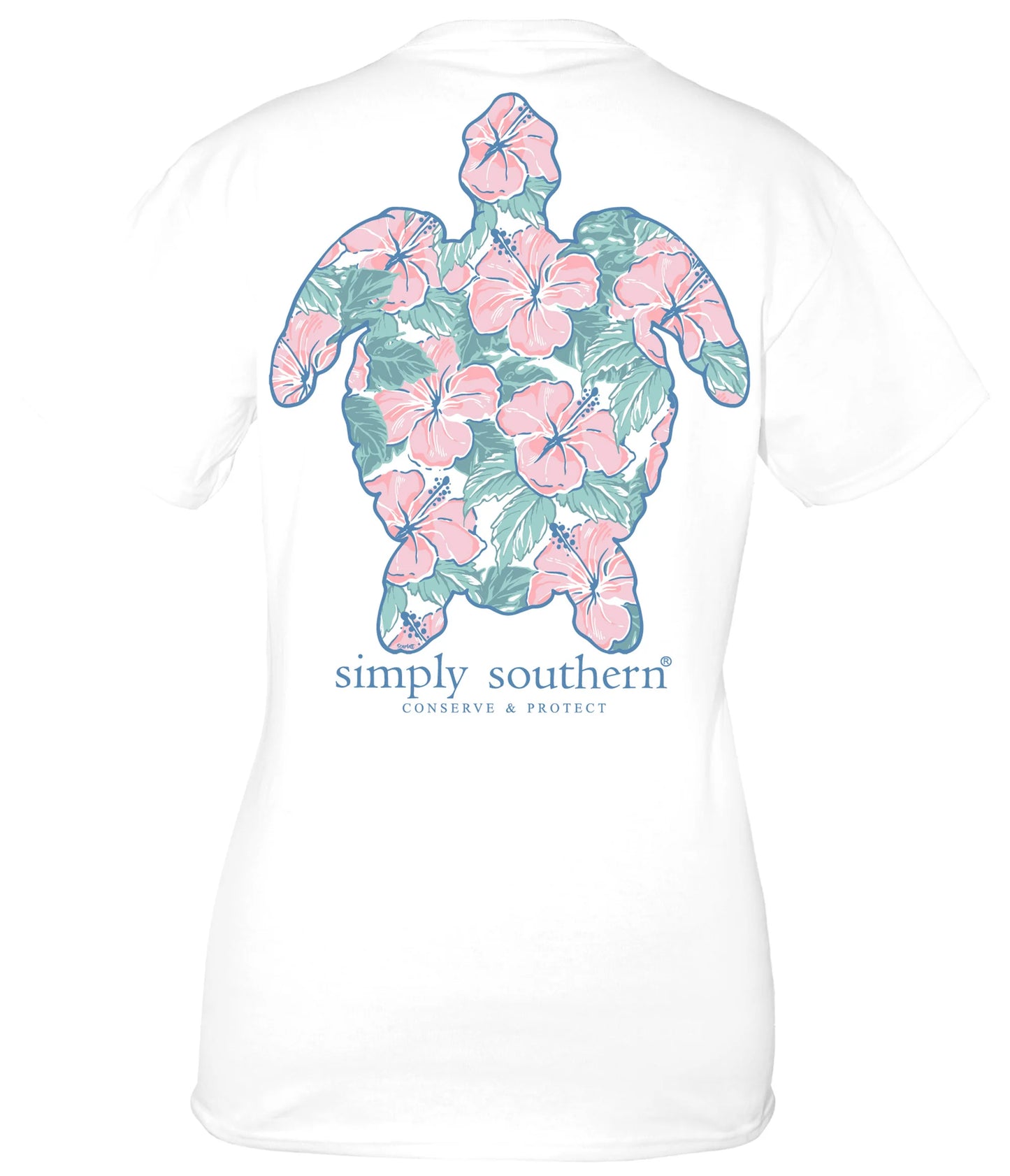Ladies Simply Southern Turtle Tracker Tropic S/S White