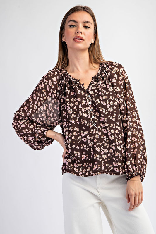 Leopard Print L/S Blouse