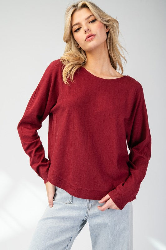 Eesome Ribbed L/S Top (Merlot)