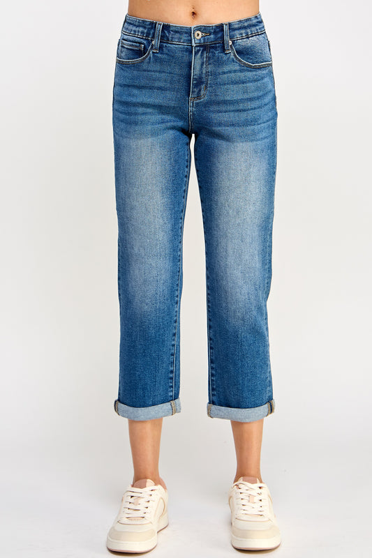 Special A Mid Rise Tummy Control Slim Boyfriend Jean