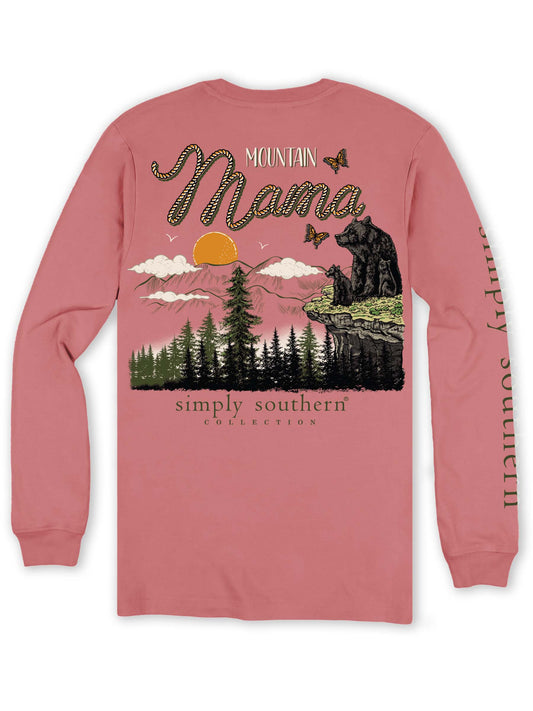 Ladies Simply Southern Mountain Mama L/S (Rouge)