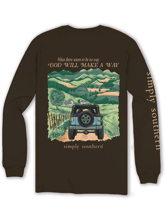 Ladies Simply Southern God Will Make A Way L/S (Umber)