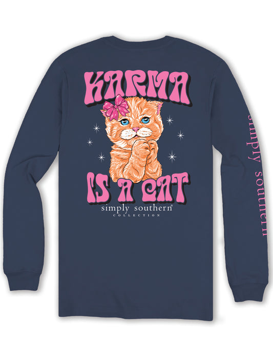 Ladies Simply Southern Karma Is A Cat L/S (Mirage)