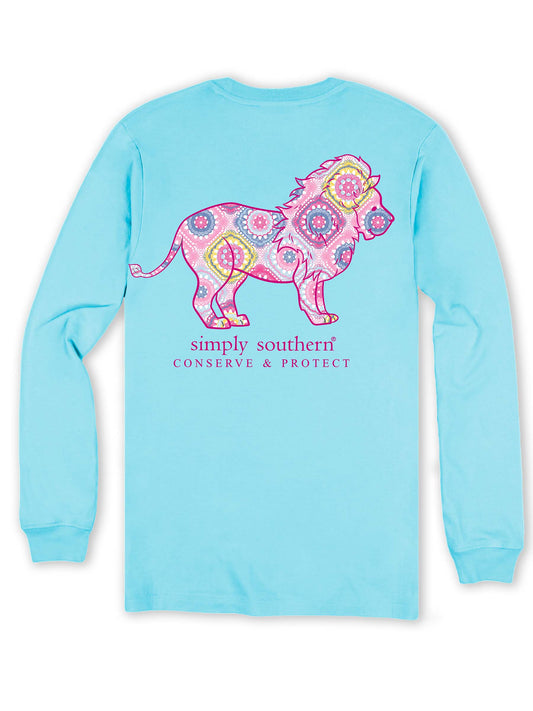 Ladies Simply Southern Lion Knit L/S (Pool)